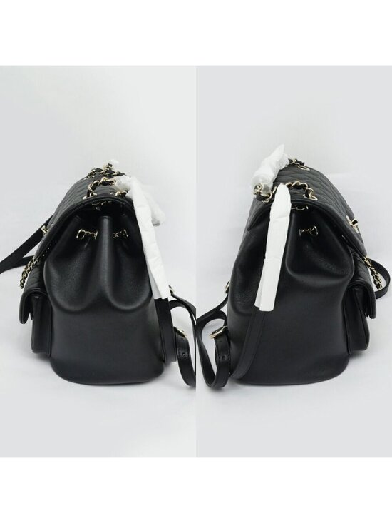 Chanel Dumas Backpack Black Champagne Gold Quilted Lambskin main image 8